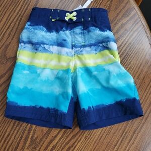 Wonder Nation swim trunks size xs 4/5 navy, blue, aqua, lime green Boys